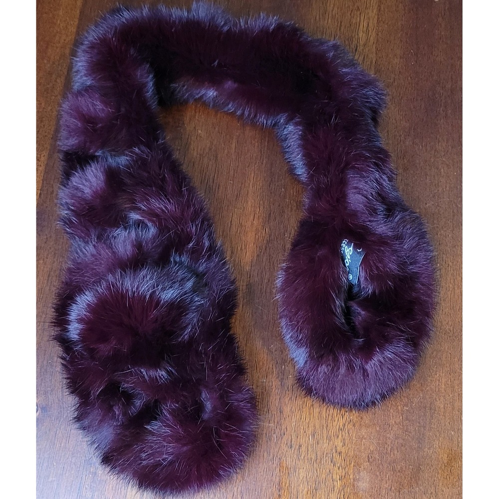 Cejon‎ Accessories Women's Scarf Burgundy Rabbit Fur Luxury
